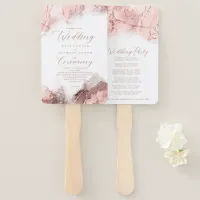 Marble Glitter Wedding Program Rose Gold ID644 Hand Fan