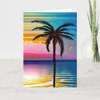 Palm Tree Silhouette and Sunset | Anniversary Card