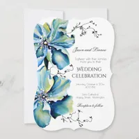 Himalaya Blue Poppies Watercolor Elegant  Invitation