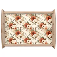 Cozy Autumn Floral Print Digital Art Serving Tray