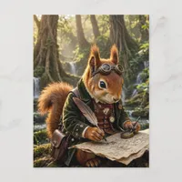 Cute Steampunk Squirrel Explorer Postcard