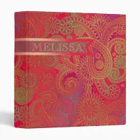 Paisley w/Ribbon Red 3 Ring Binder