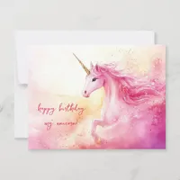 Pink Unicorn Birthday Postcard