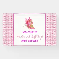 Pink gold purple elegant butterfly girl birthday banner