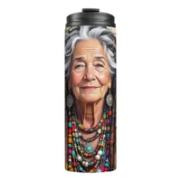 Cool Old Lady in Dread Locks Hippie Woman   Thermal Tumbler