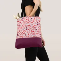Valentine's Day Red and Pink Hearts Color Block Tote Bag