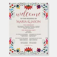 Mexican Folk Art Floral Botanical Wedding Program Foam Board