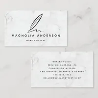 Mobile Notary Quill Marble Business Card