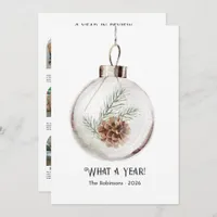 Neutral Watercolor Pinecone Year in Review Holiday