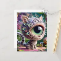 Adorable Fluffy One Eyed Kitten Postcard