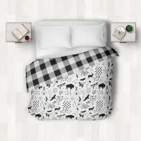 Buffalo Adventures Black and White Plaid ID599  Duvet Cover