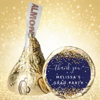 Graduation party navy blue gold name thank you hershey®'s kisses®
