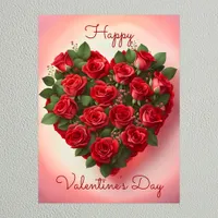 Romantic Elegant Red Roses Heart Valentine's Day Poster