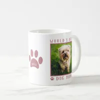 World's Best Dog Mom Photo Name Paw Prints Pink Coffee Mug