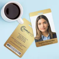 Gold Custom Photo Name ID Badge