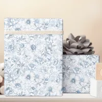 Dusty Blue Chinoiserie Floral Wrapping Paper
