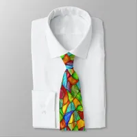  Bold Stained Glass Design Neck Tie