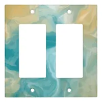 Sandy Brown Ocean Teal Fluid Art  Light Switch Cover