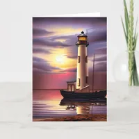 Happy Birthday Dad | Lighthouse, Sailboat, Sunset Card
