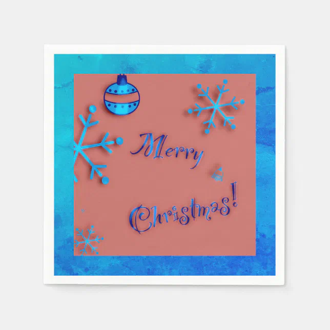 Merry Christmas , ornaments and snow crystals Napkins