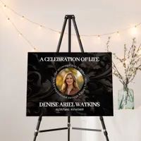 Elegant Floral Marble Memorial Remembrance Photo Foam Board