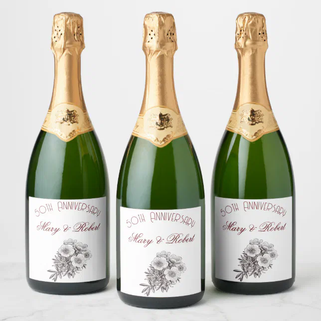 Flourished 50th anniversary - personalized  sparkling wine label