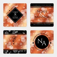 Elegant 8th Bronze Wedding Anniversary Coaster Set