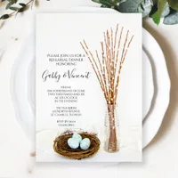 Bird Nest Eggs and Pussy Willows Rehearsal Dinner Invitation