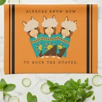 Cute Alpacas Rocking Goatees & Teal Serapes Kitchen Towel