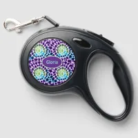 Purple Blue Green Boho Tie-Dye Pattern  Retractable Pet Leash