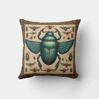 Colorful Egyptian Scarabs  Throw Pillow