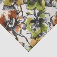 Large Abstract Alcohol Wash Pen and Ink Flowers Tissue Paper