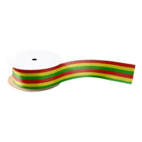 Rasta Flag Colored Striped Red Yellow Green Satin Ribbon