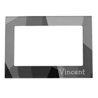 Gray Geometric Abstract  Magnetic Photo Frame