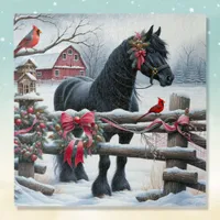 Festive Black Horse and Cardinal Christmas Jigsaw Puzzle