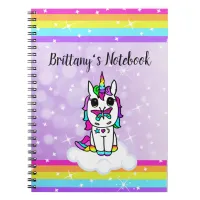 Personalized Girl's Unicorn, Butterfly and Rainbow Notebook