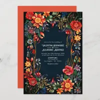 Colorful Watercolor Floral Fiesta Wedding QR Code Invitation