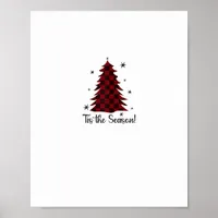 Tis The Season Red Plaid Christmas Tree Poster