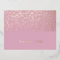 Blush Rose Gold Foil Wedding Thank You  Foil Holiday Postcard