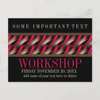 Sleek Stylish Black+Pink Workshop Invitation