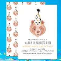 Bear-ly Believe It 1st Birthday Invitation – Teddy
