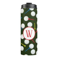 Colorful Golf Patterned Monogram Thermal Tumbler