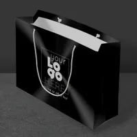 White Logo on Modern Radial Brushed Black Metal Large Gift Bag