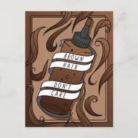 Brown Hair Funny Cartoon Tattoo Dye Bottle  Postcard