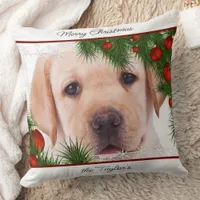 Yellow Lab Christmas - Personalized Puppy Labrador Throw Pillow