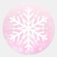 Pink Christmas Snowflake Classic Round Sticker