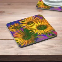 Yellow Flowers Elegant Art Floral Pretty Modern Beverage Coaster