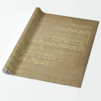 Vintage Golden Christmas Sheet Music Wrapping Paper