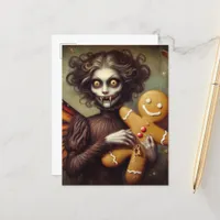 Christmas Vampire With Gingerbread Postcard