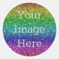 Create Your Own Metallic Rainbow Glitter Faux Foil Classic Round Sticker